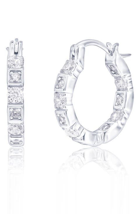 Cubic Zirconia Square Hoop Earrings