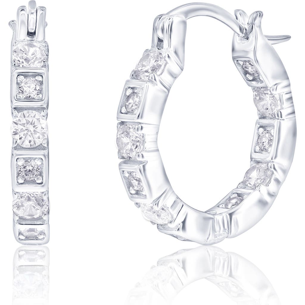 Simona Cubic Zirconia Square Hoop Earrings In Silver