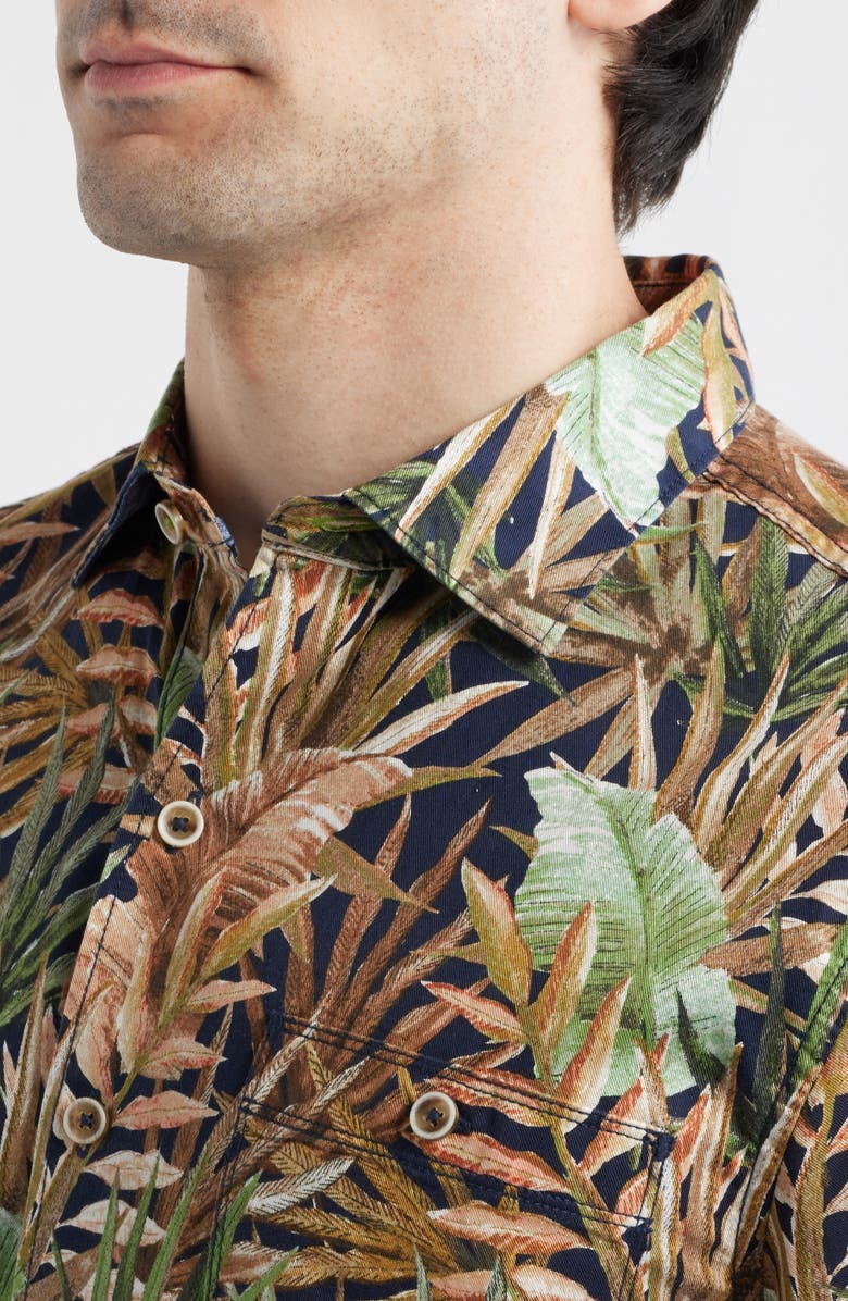 Tommy Bahama Tortola Jungle Trek Short Sleeve Button-Up Shirt, Alternate, color, Olive Tree