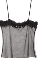 Chloé Lace Trim Sheer Fitted Tank