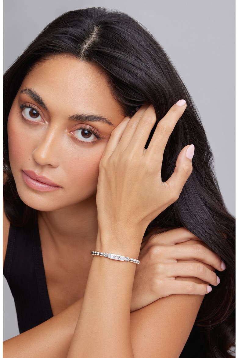 Signature Caviar Mom Stretch Bracelet, Alternate, color, SILVER