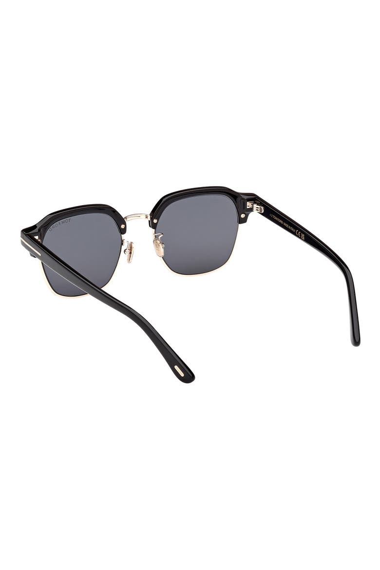 54mm Browline Sunglasses, Alternate, color, SHINY BLACK / SMOKE