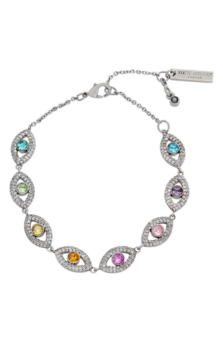 Kurt Geiger London Crystal & CZ Evil Eye Station Bracelet, Main, color,