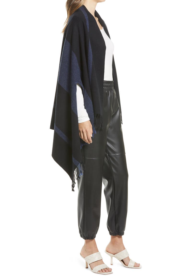 Stripe Wool & Cashmere Wrap, Alternate, color, BLACK COMBO