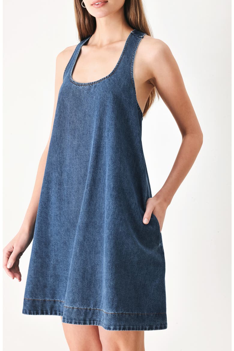 Denim Minidress, Alternate, color, INDIGO