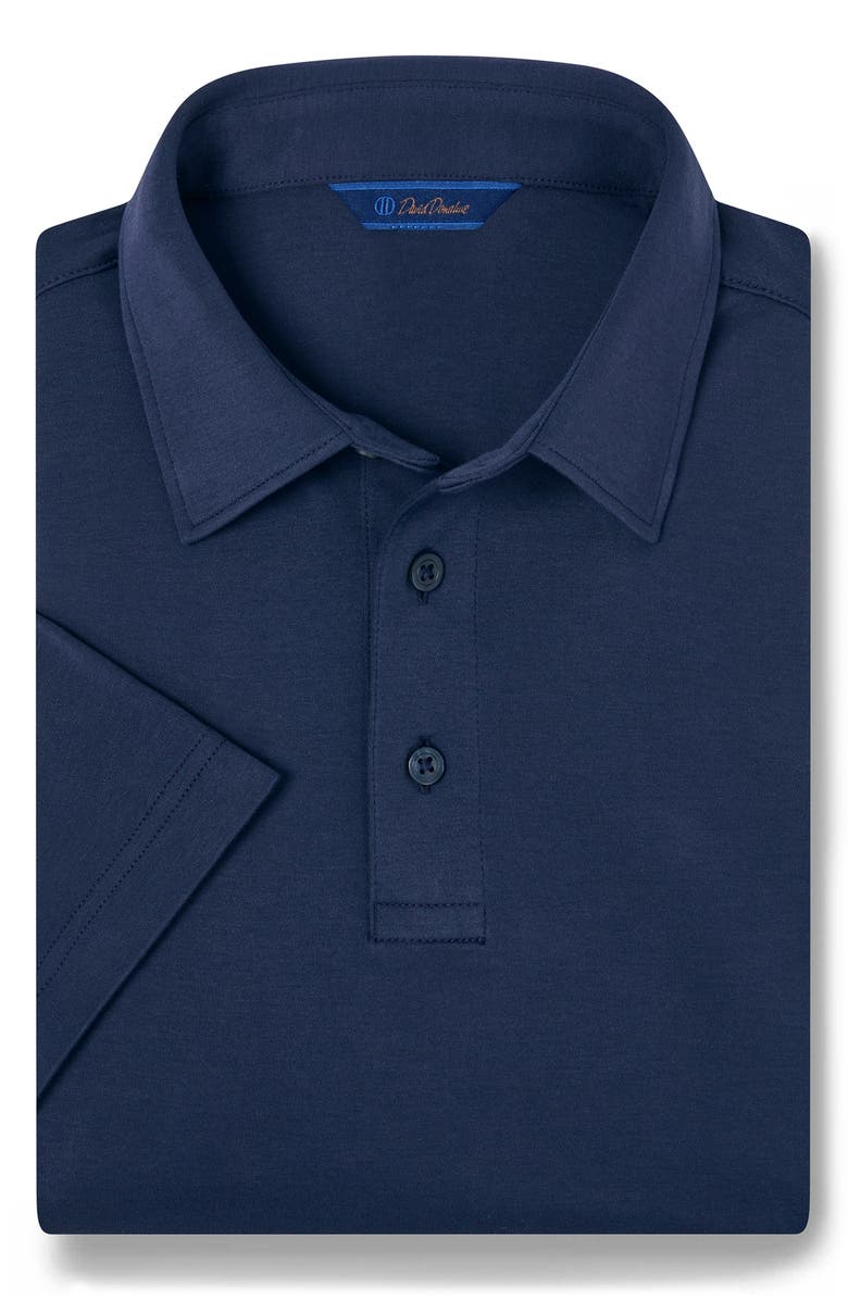 David Donahue Solid Interlock Cotton Polo, Main, color, Navy