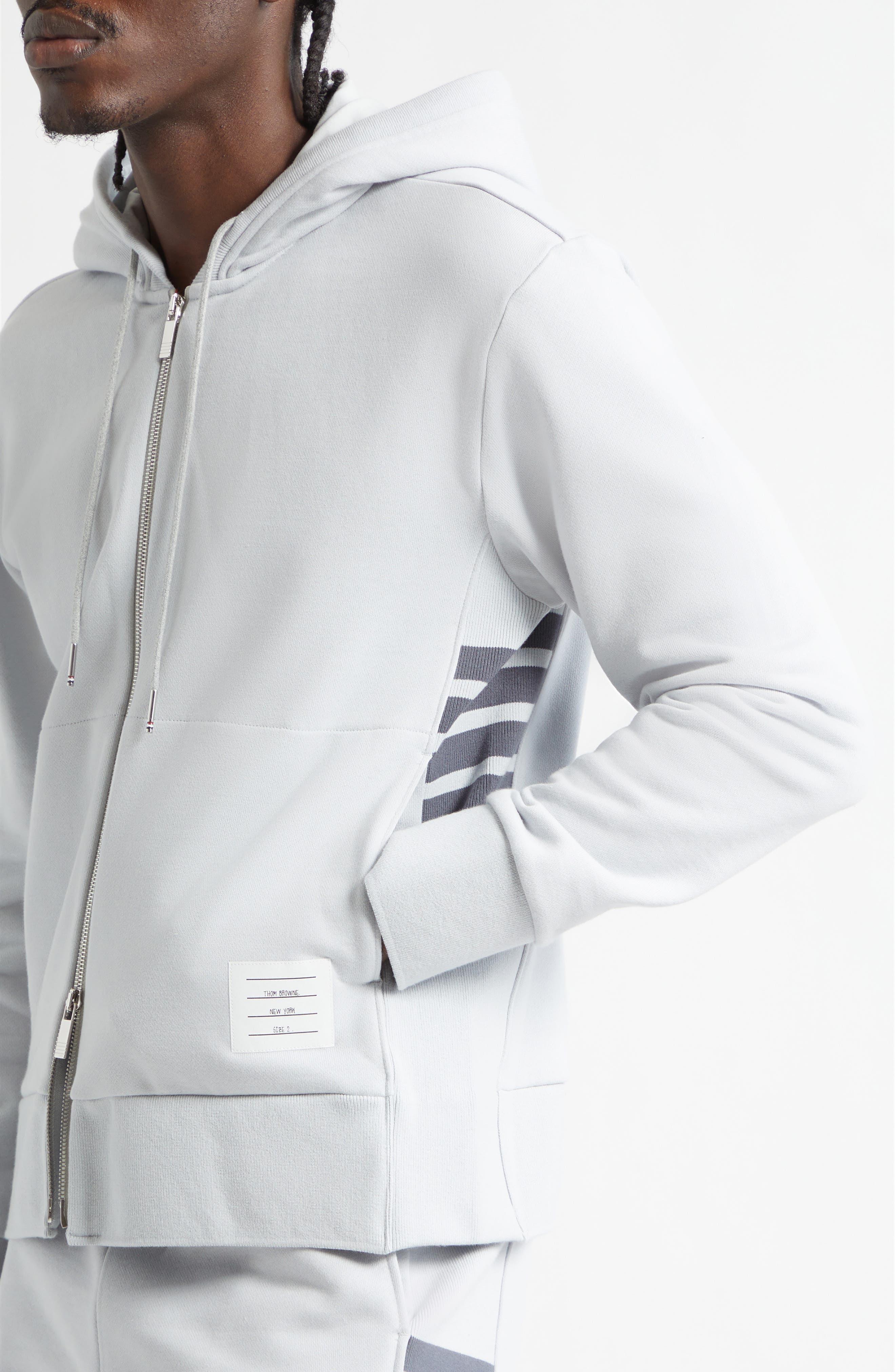 Thom Browne Engineered 4-Bar Cotton French Terry Zip-Up Hoodie