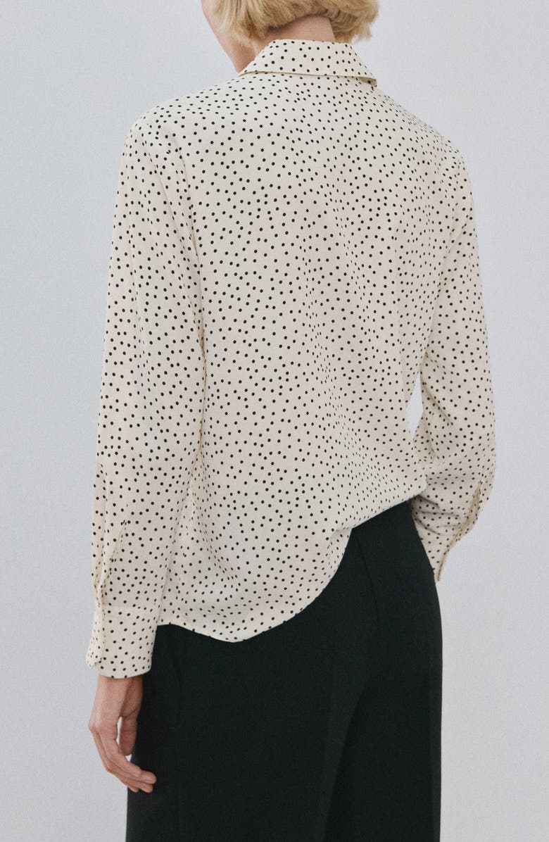 MANGO Dot Print Button-Up Shirt, Alternate, color, Black