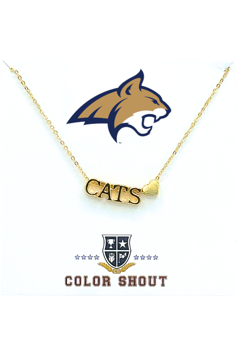 Montana State University Gold Heart Necklace, Main, color, Yellow Gold