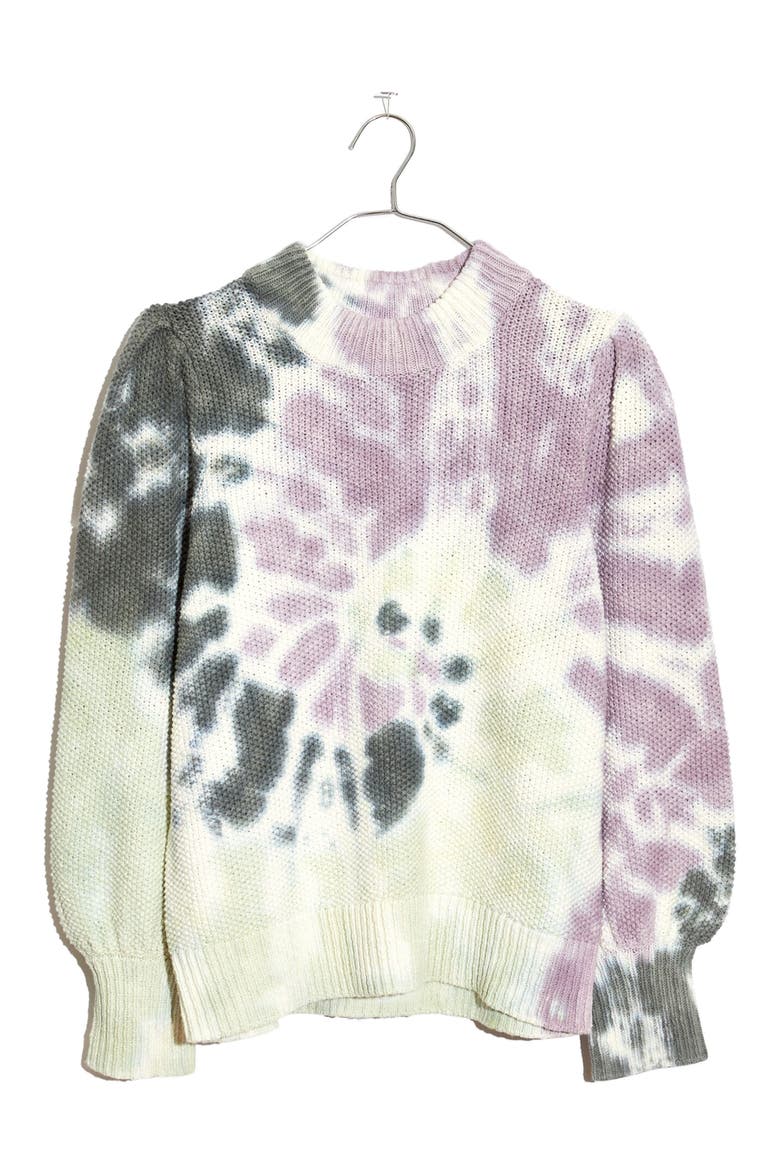 Tie Dye Puff Sleeve Sweater, Alternate, color, LIGHTHOUSE