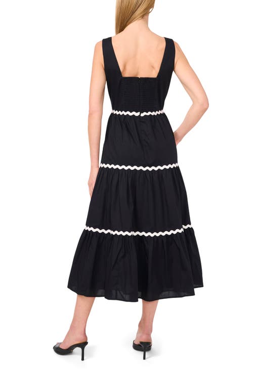 Cece Rickrack Trim Cotton Maxi Sundress In Rich Black