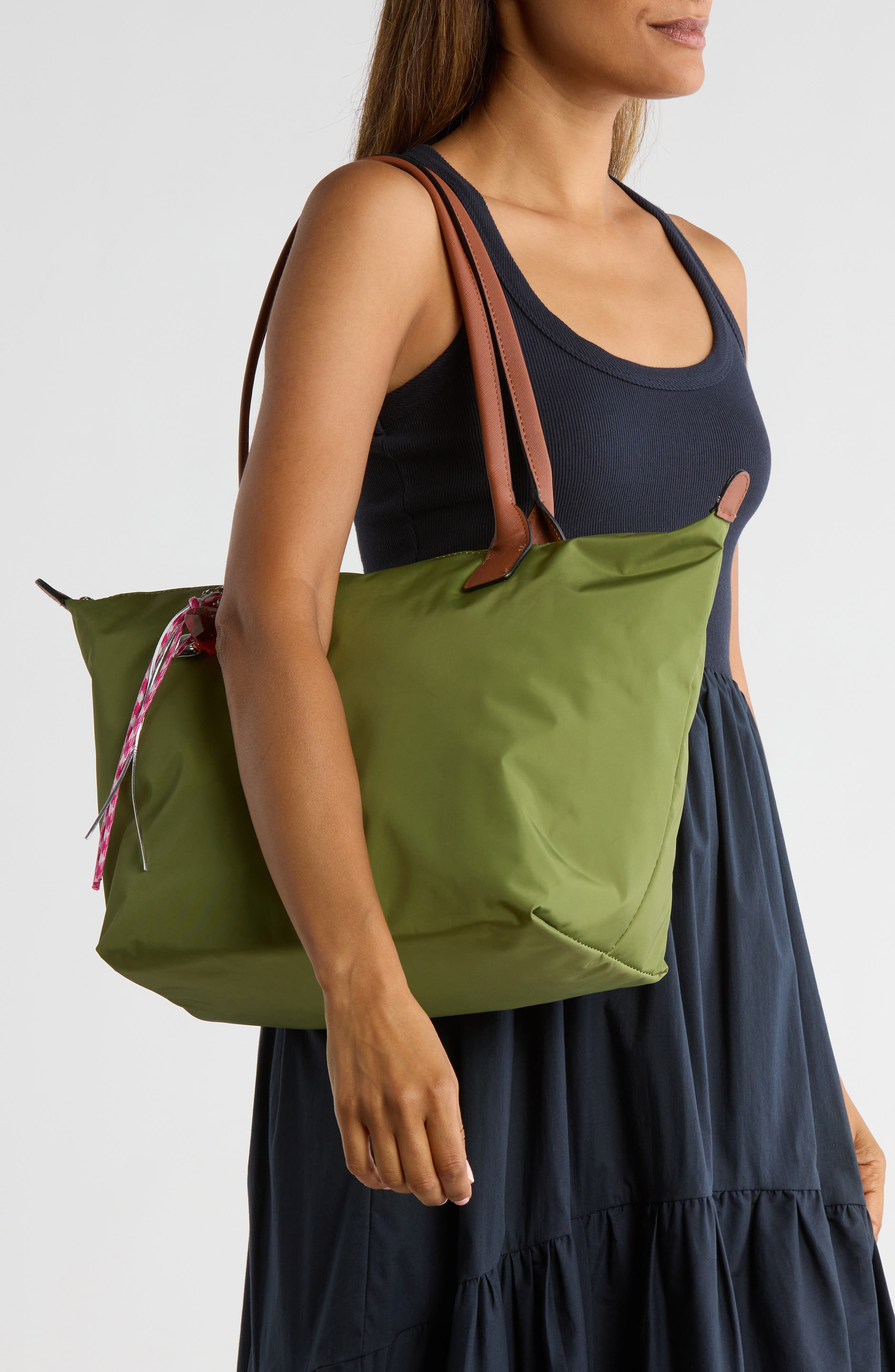 Madden Girl Nylon Tote, Alternate, color, Moss