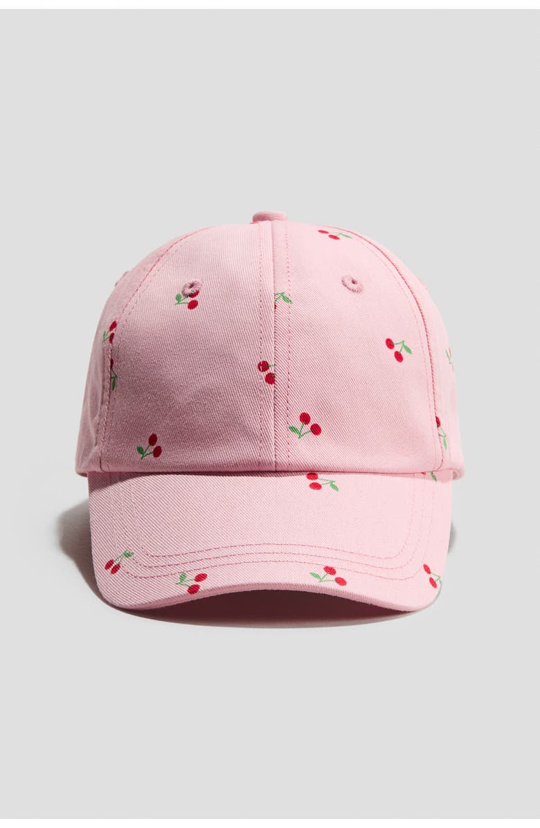 H&M Bow-detail Cotton Cap, Main, color, Pink/Cherries