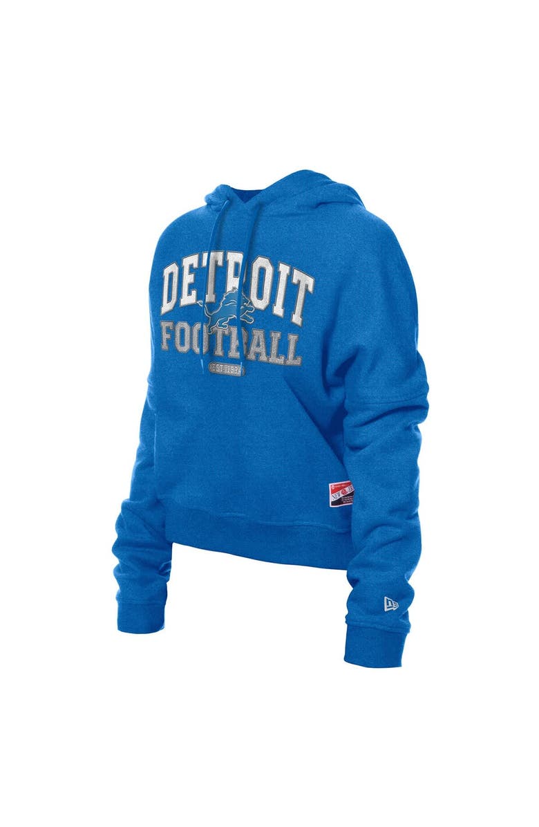 New Era Women's New Era Blue Detroit Lions Throwback Boxy Hoodie Sweatshirt, Alternate, color, Blue