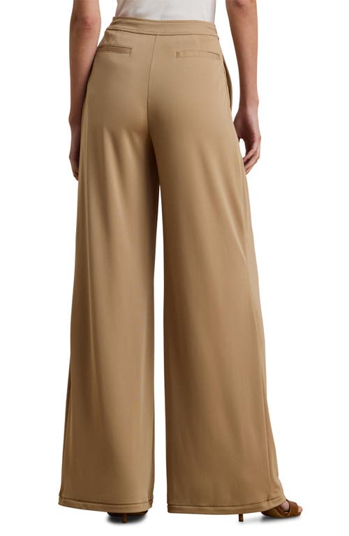 Shop Ralph Lauren Lauren Jersey Wide Leg Pants In Classic Camel