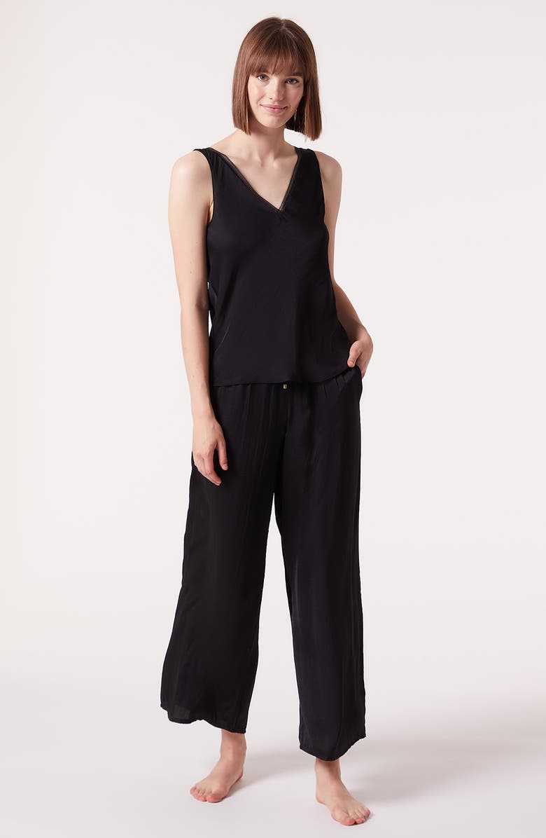 Etam Cheeta Wide Leg Satin Pajama Pants, Alternate, color, 