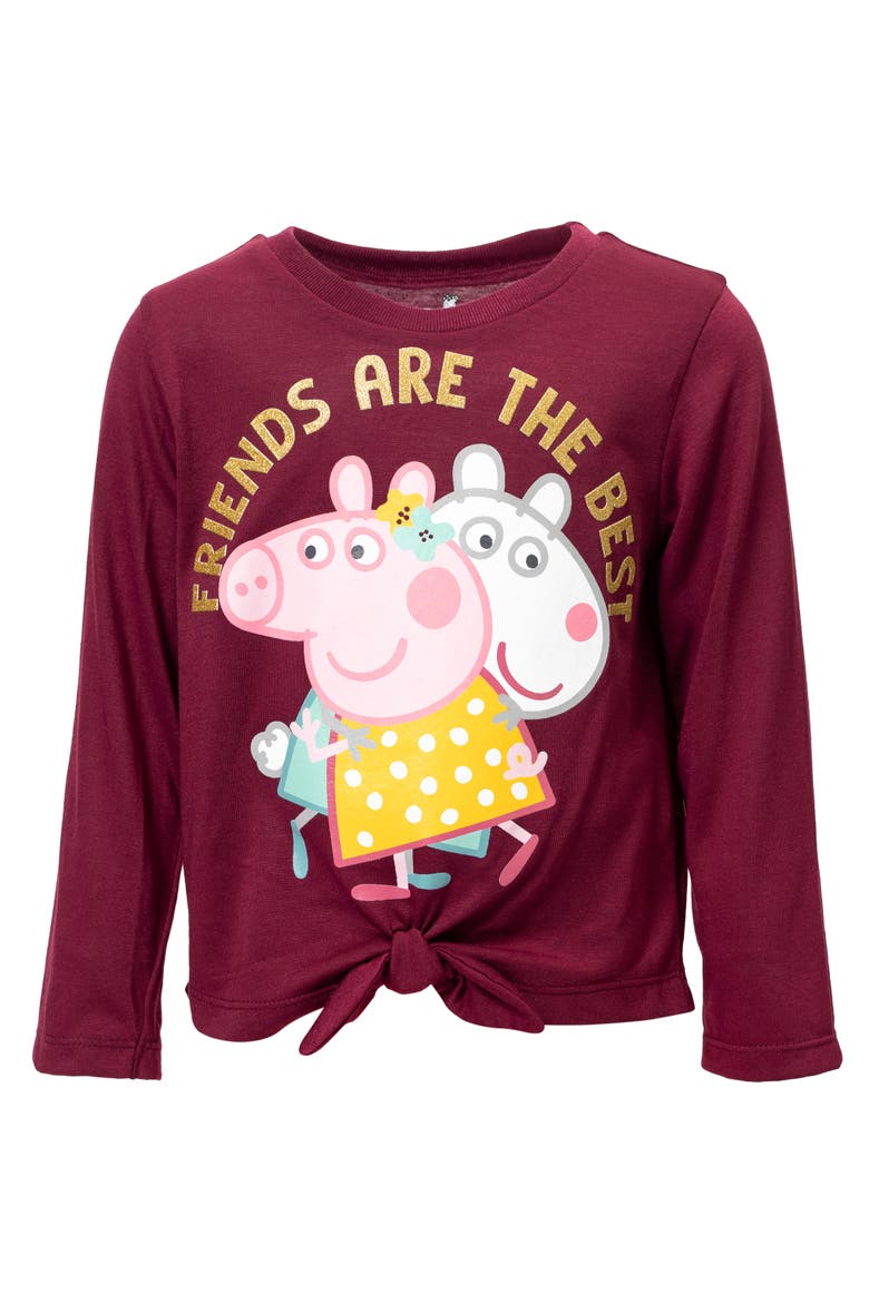 Glitter 2-Piece Tee and Leggings Set, Alternate, color, Burgundy Peppa Suzy