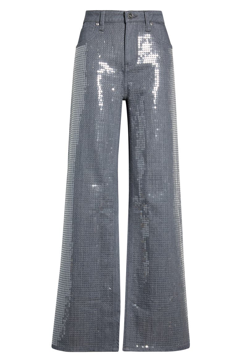 Sequin High Waist Wide Leg Jeans, Alternate, color, SHADOW WASH