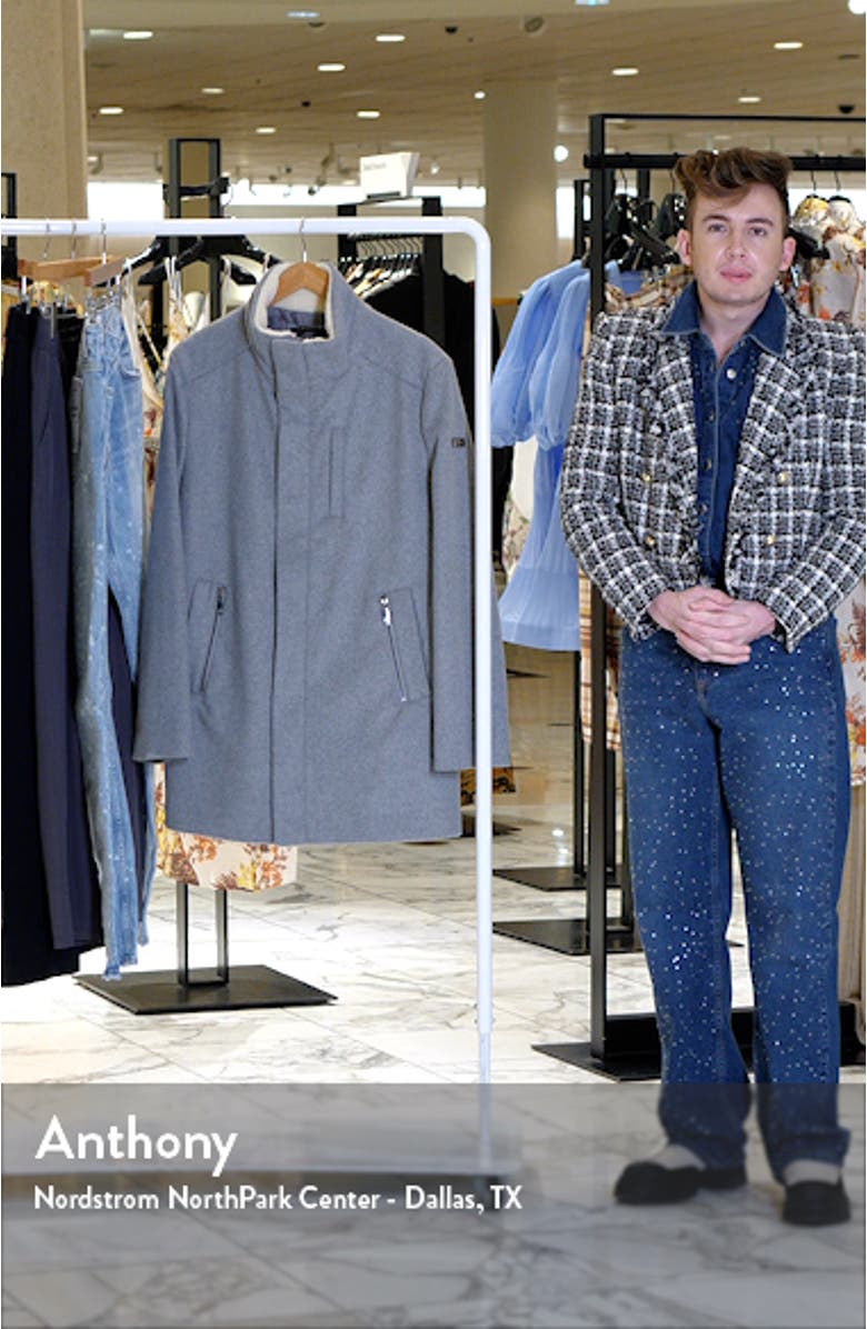 Faux Shearling Trim Wool Blend Coat, sales video thumbnail