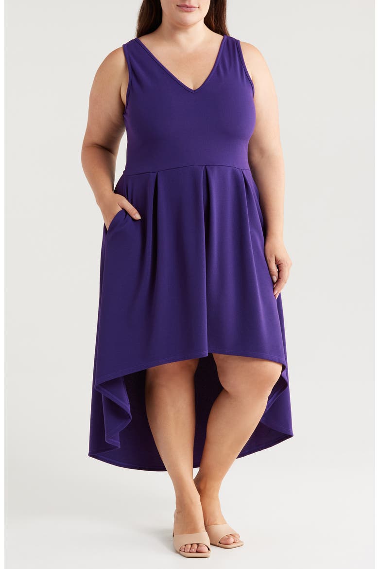 Party Stretch High-Low Dress, Main, color, PURPLE