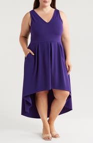 24seven Comfort Apparel Party Stretch High-Low Dress