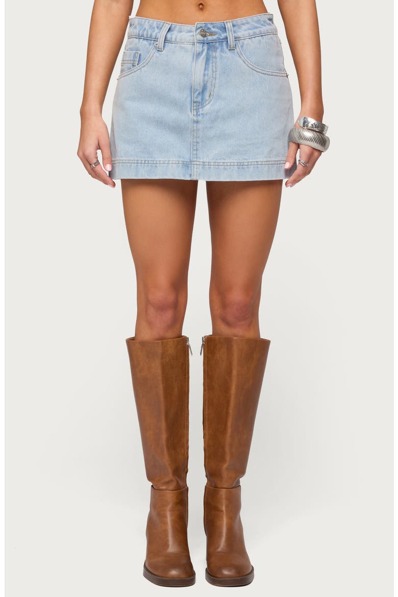 Shanice Low Rise Denim Miniskort, Main, color, LIGHT-BLUE