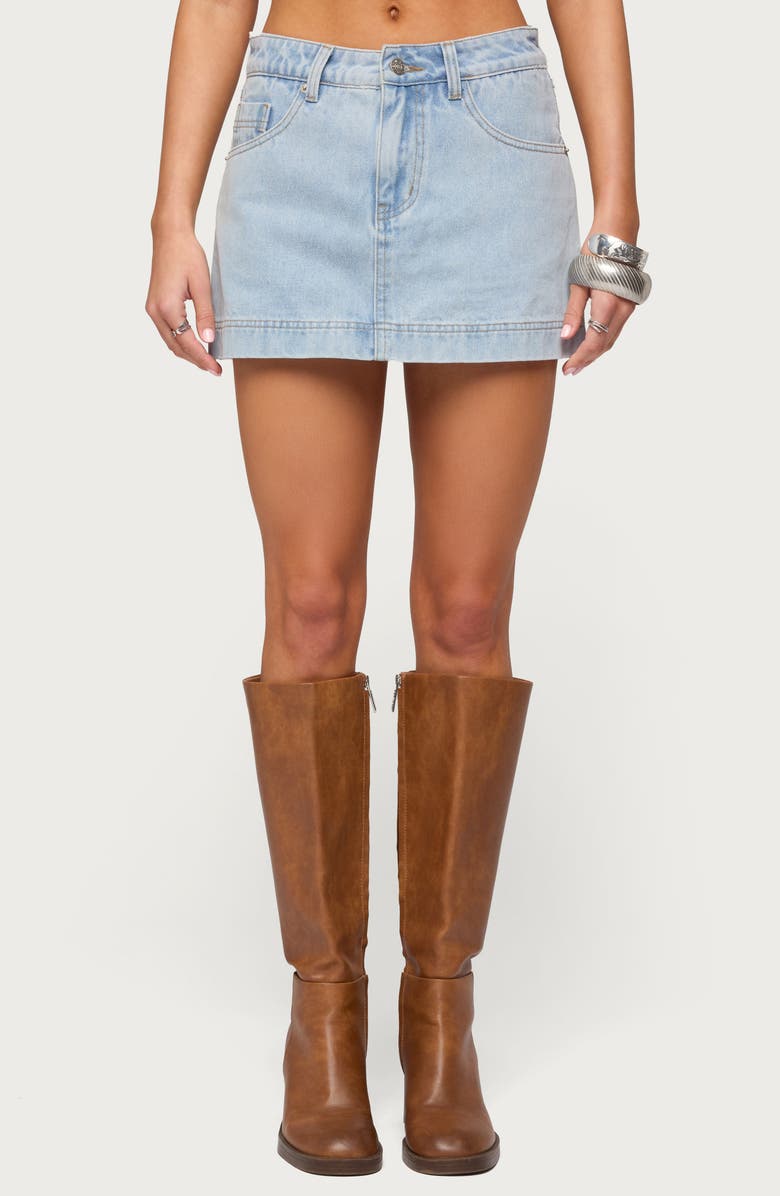 EDIKTED Shanice Low Rise Denim Miniskort, Main, color, 