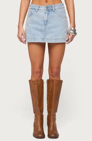 EDIKTED Shanice Low Rise Denim Miniskort