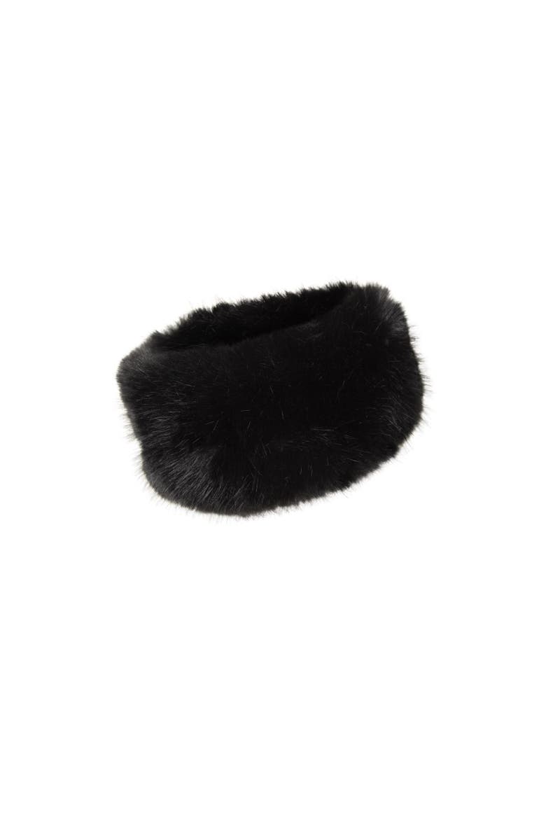 Faux Fur Thermal Headband, Alternate, color, Black