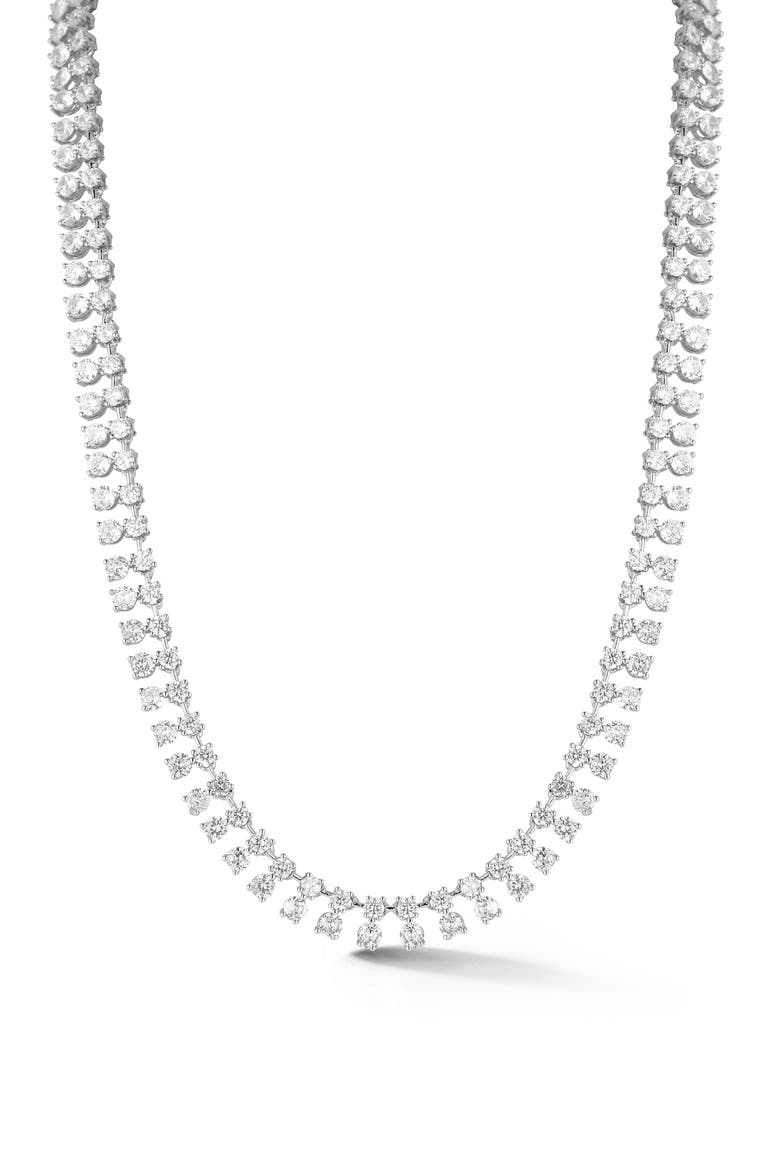 Cubic Zirconia Double Row Necklace, Main, color, SILVER