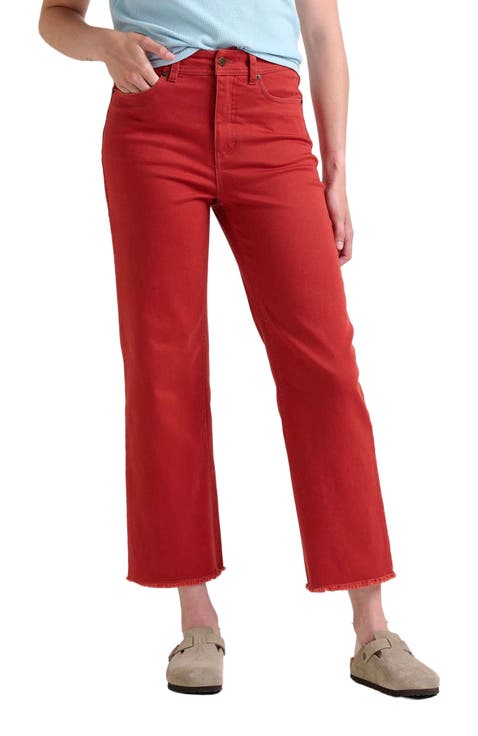 Women's Red High-Waisted Pants & Leggings