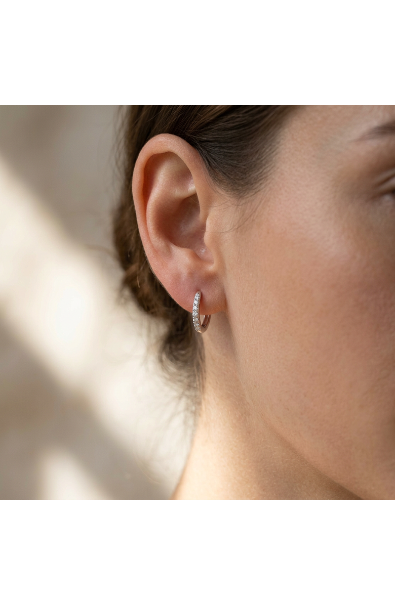 LuvMyJewelry Elina 0.2 Cts 14K Gold Diamond Huggie Hoop Earrings, Alternate, color, 14K White Gold