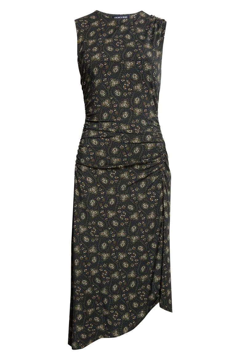 Theodora Ruched Midi Dress, Alternate, color, BLACK MULTI