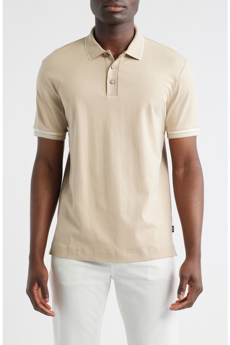 Parlay Tipped Cotton Polo, Main, color, LIGHT BEIGE
