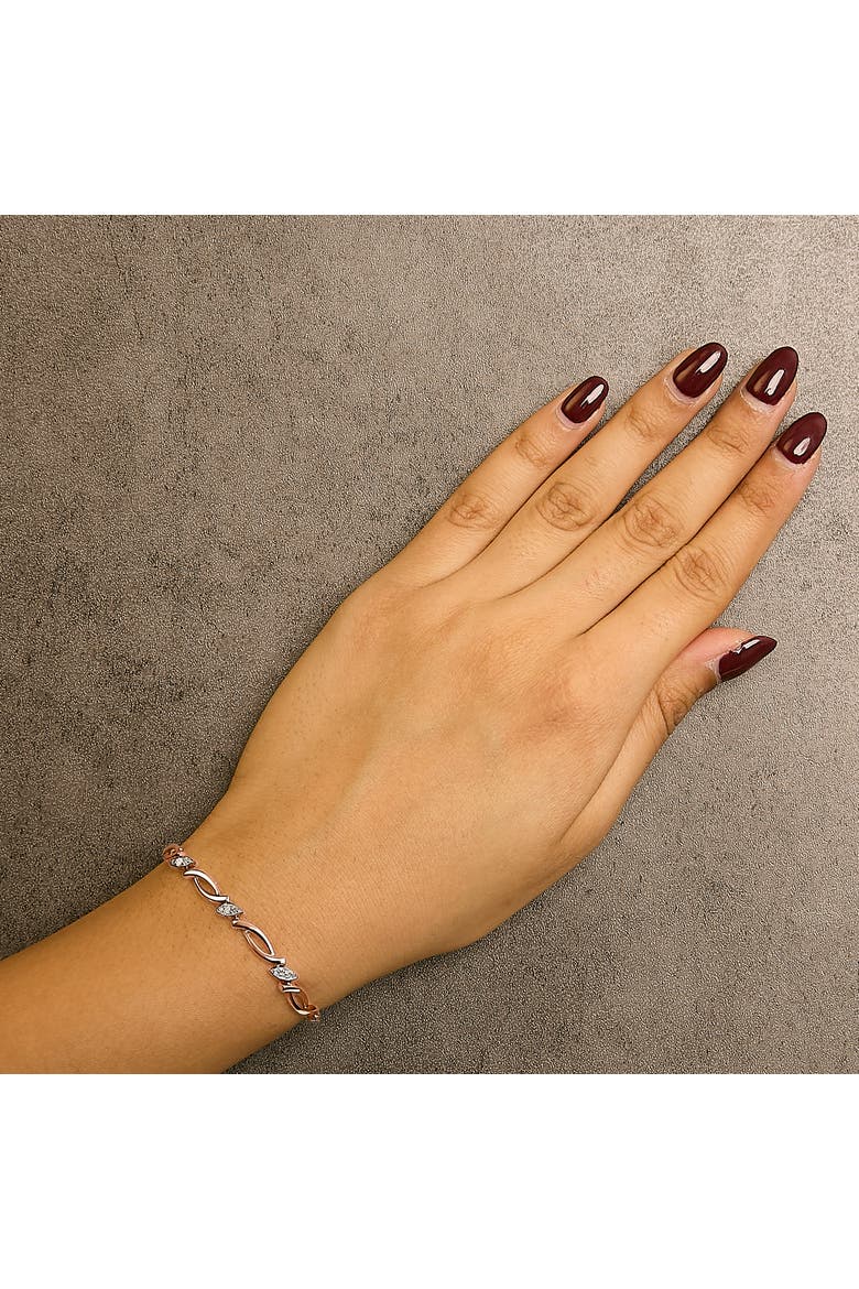 Silver Diamond Accent Alternating Swirl link Bolo Bracelet, Alternate, color, Rose Gold over Silver