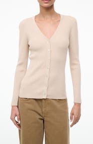 STAUD Cargo Wool & Cotton Rib Cardigan