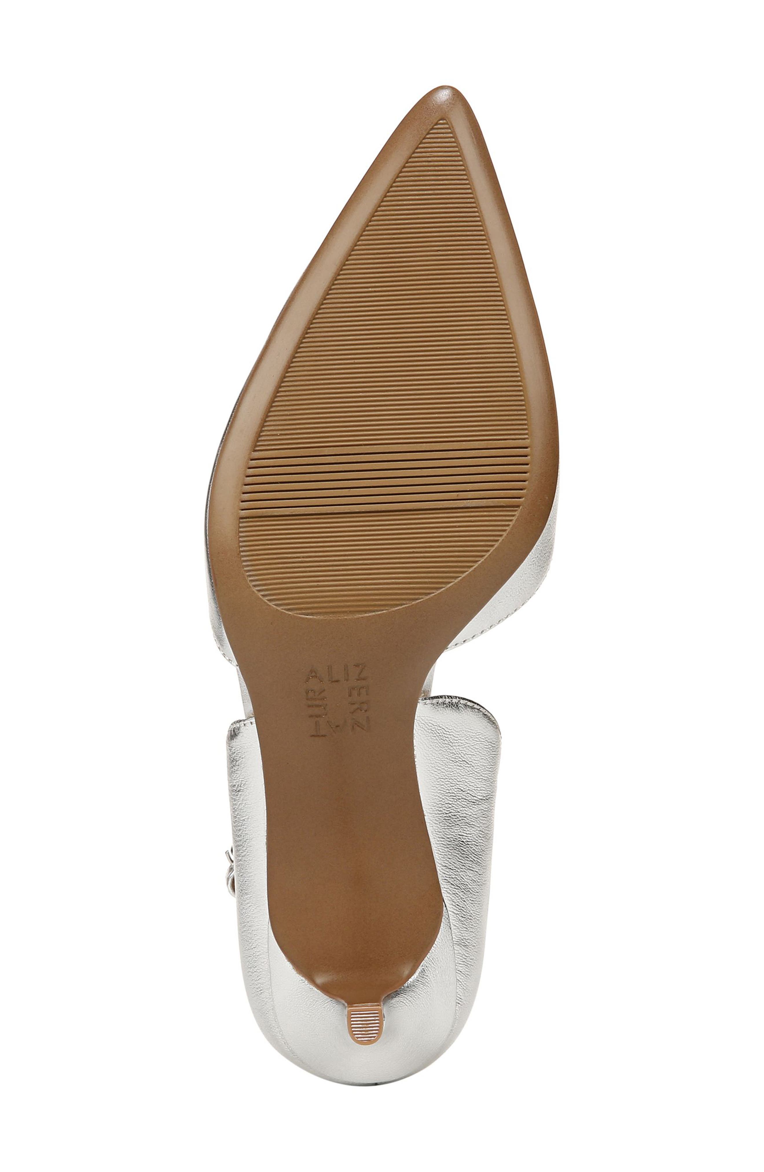 Evelyn Ankle Strap Pointed Toe Pump, Alternate, color, SILVER LEATHER
