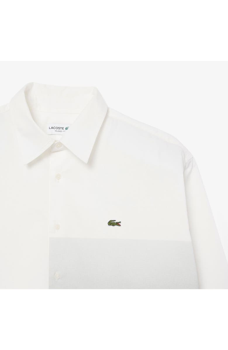 Lacoste Relaxed Fit Photo Graphic Button-Up Shirt, Alternate, color, Flour