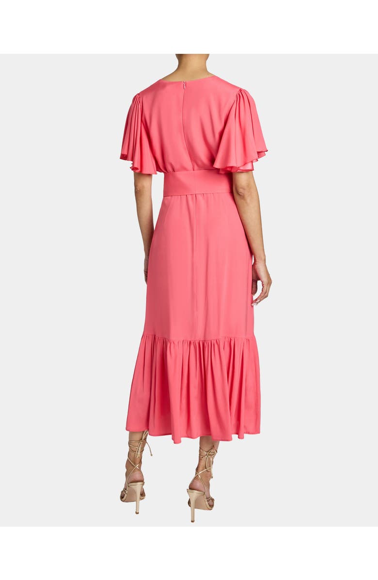 Santorelli ALEXANDRA Ruffled Midi Dress in Silk Crepe de Chine, Alternate, color, Peony