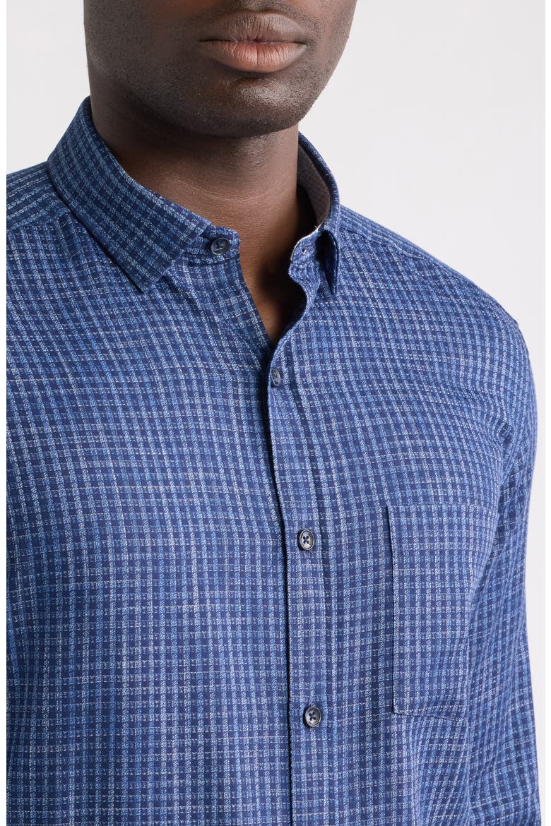 Collin Jacquard Cotton Button-Up Shirt, Alternate, color, NAVY