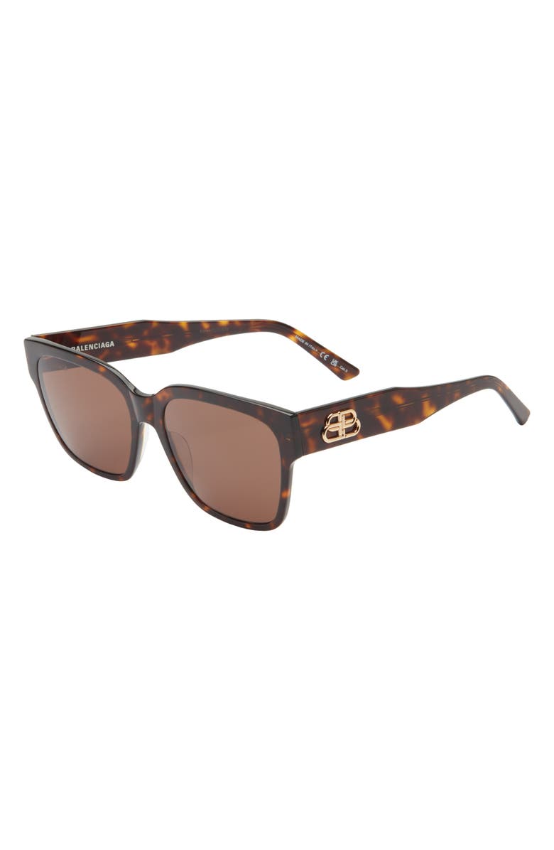 Balenciaga 53mm Square Sunglasses, Alternate, color, Havana Havana Brown