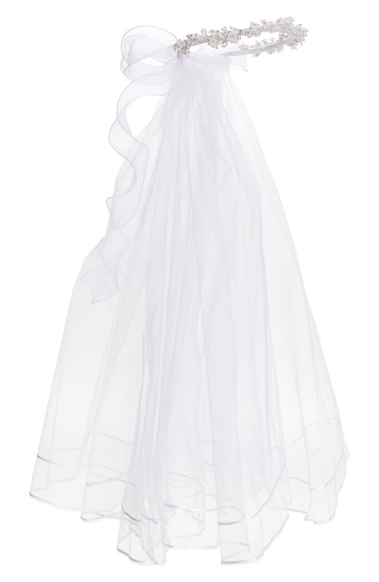 BLUSH by Us Angels First Communion Beaded Crown Veil, Main, color, 