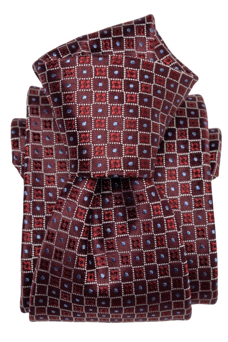 Ravenna - Extra Long Silk Jacquard Tie for Men, Alternate, color, Burgundy