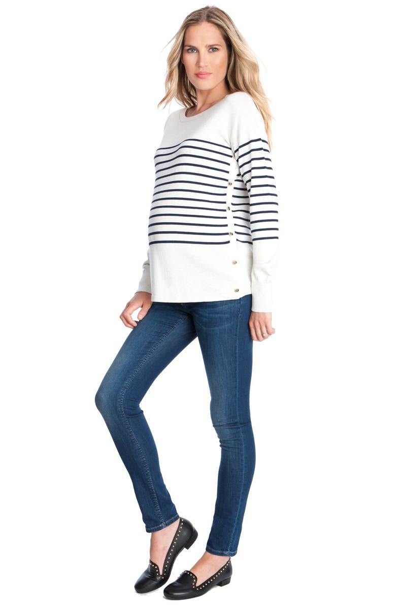 Seraphine Striped Nursing Maternity Sweater, Alternate, color, 