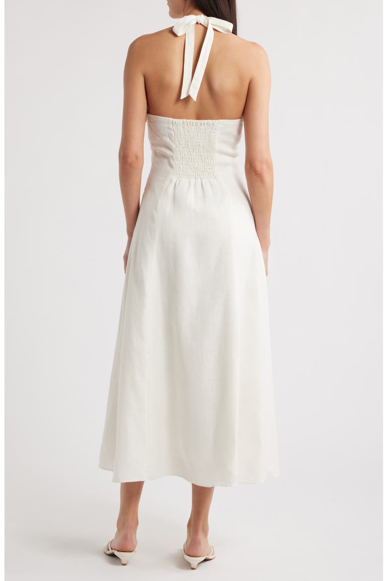 Marie Linen Halter Dress, Alternate, color, WHITE