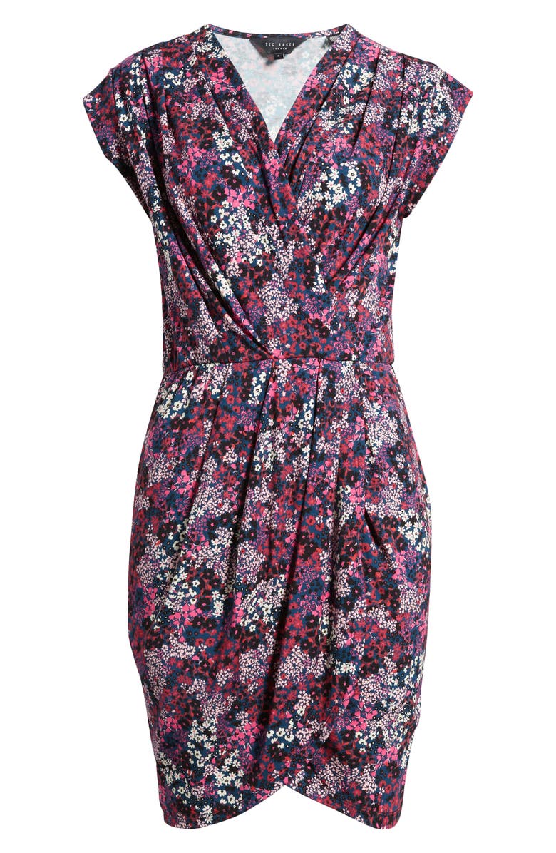 Ted Baker London Maggeyi Floral Wrap Front Jersey Dress, Alternate, color,