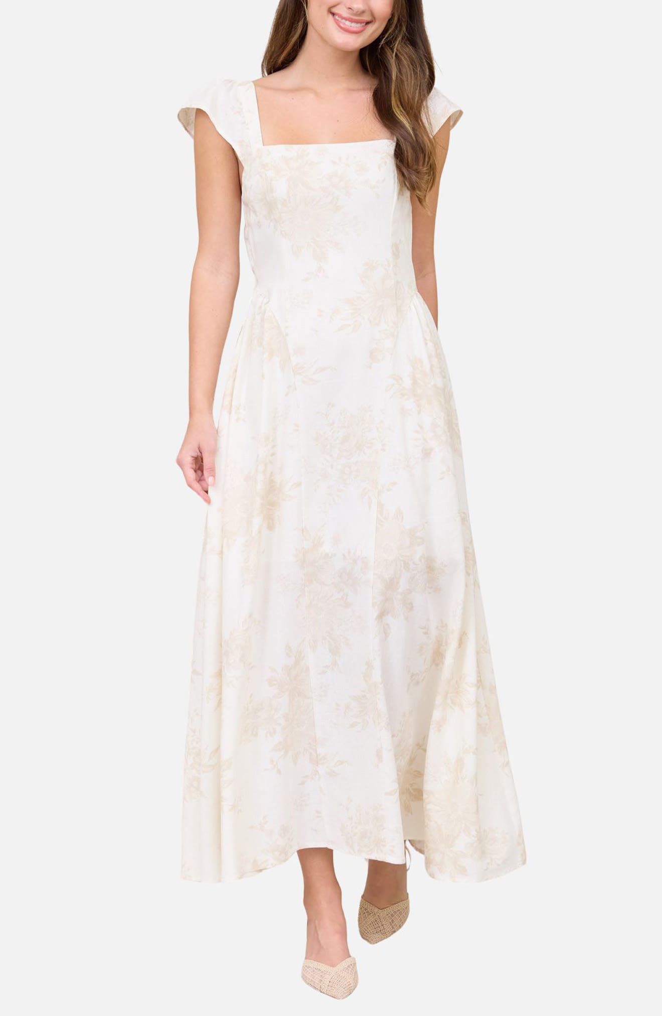 Blu Pepper Floral Jacquard Midi Dress