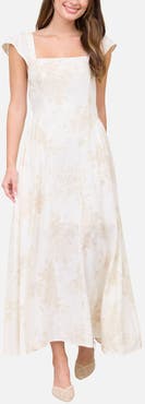 Blu Pepper Floral Jacquard Midi Dress