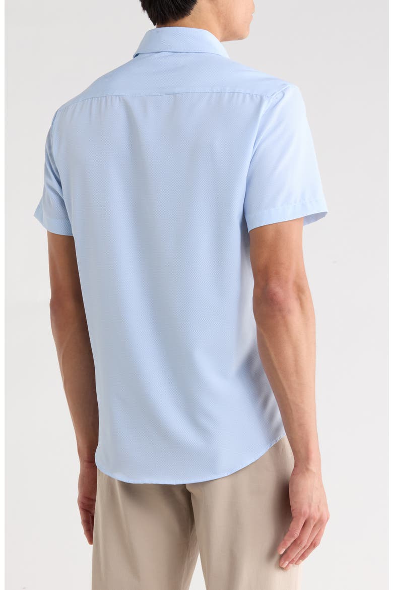 Microprint Short Sleeve Stretch Button-Up Shirt, Alternate, color, LIGHT BLUE