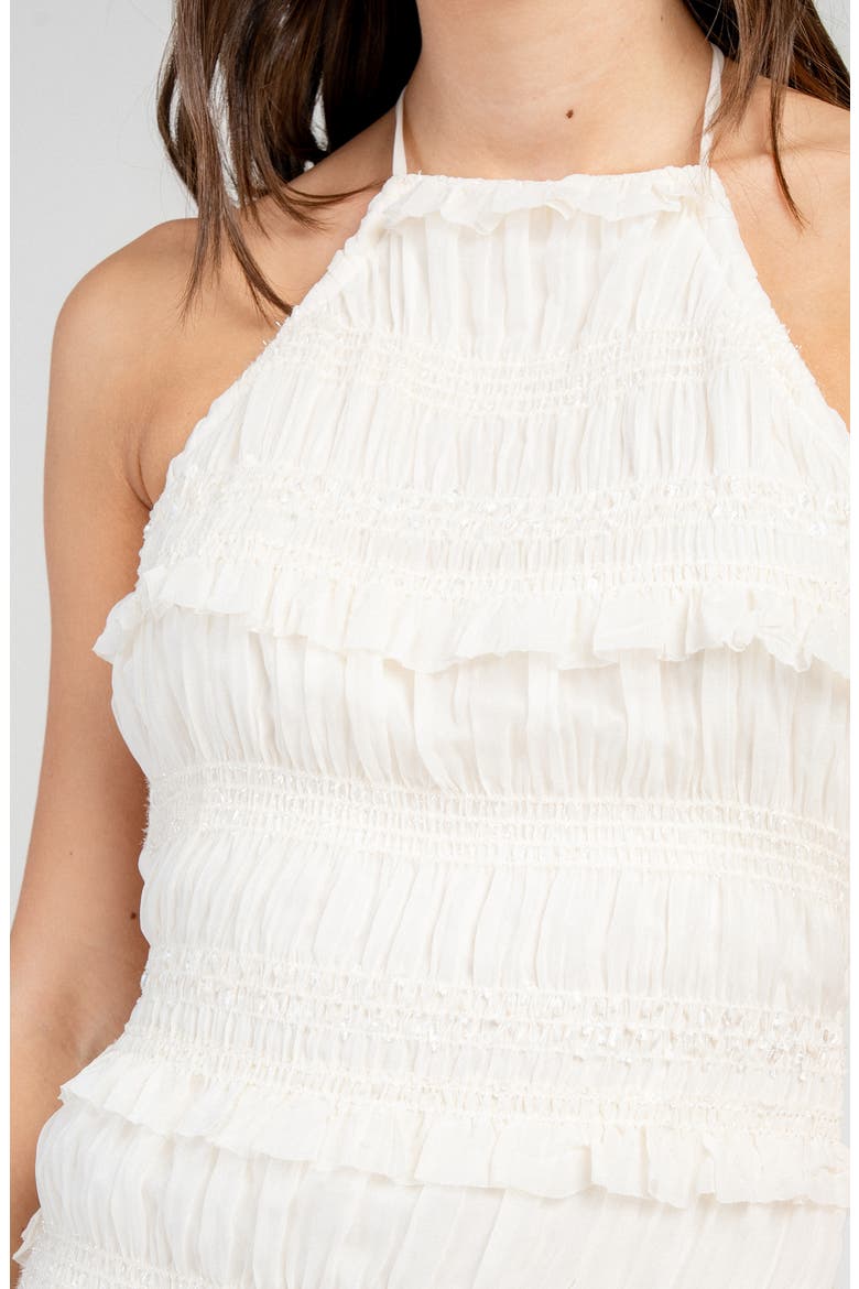 Ruched Halter Minidress, Alternate, color, CREAM